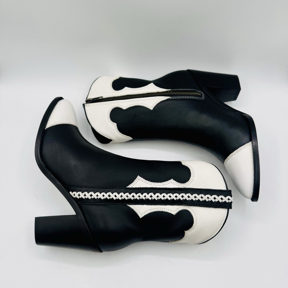 Lucchese Michelle Boots Women's Size 7.5 Black‎ White Leather - Picture 12 of 16